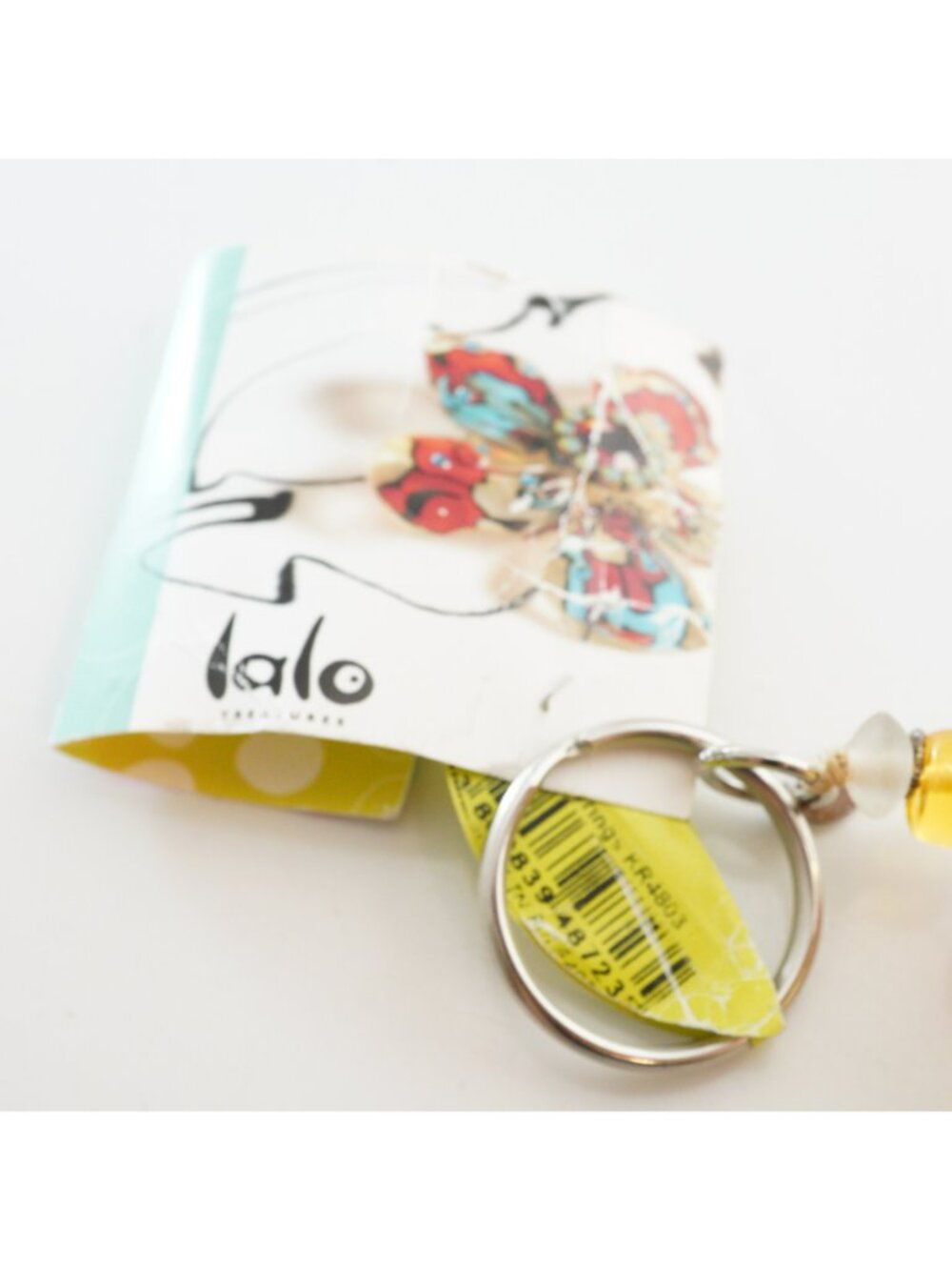 Lalo Orna Treasures Key Purse Charm Ring Yellow Heart Floral Design - Picture 3 of 4